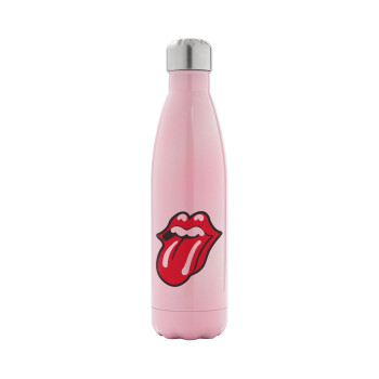 Rolling Stones Kiss, Metal mug thermos Pink Iridiscent (Stainless steel), double wall, 500ml