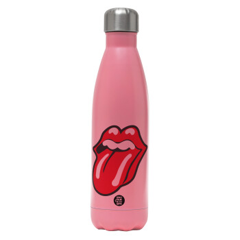 Rolling Stones Kiss, Metal mug thermos Pink Mat (Stainless steel), double wall, 500ml