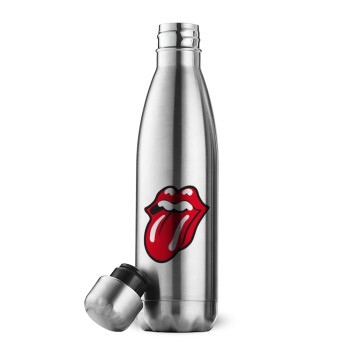 Rolling Stones Kiss, Μεταλλικό παγούρι θερμός Inox (Stainless steel), διπλού τοιχώματος, 500ml