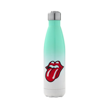 Rolling Stones Kiss, Metal mug thermos Green/White (Stainless steel), double wall, 500ml