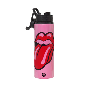 Rolling Stones Kiss, Metallic water bottle with safety lid, 850ml aluminum