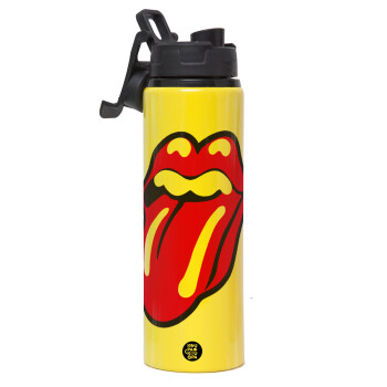 Rolling Stones Kiss, Μεταλλικό παγούρι νερού με καπάκι ασφαλείας, αλουμινίου 850ml