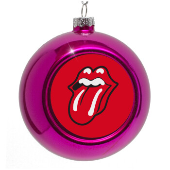 Rolling Stones Kiss, Purple Christmas tree ornament bauble 8cm