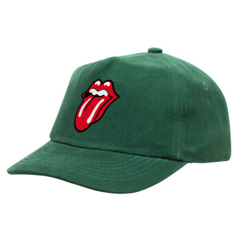 Rolling Stones Kiss, Καπέλο παιδικό Baseball, 100% Βαμβακερό, Low profile, Πράσινο