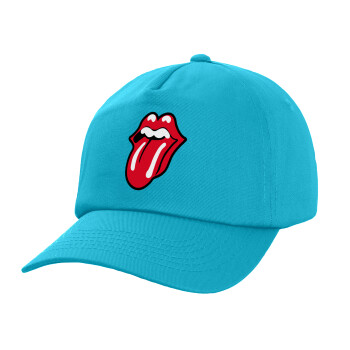 Rolling Stones Kiss, Καπέλο Baseball, 100% Βαμβακερό, Low profile, Γαλάζιο