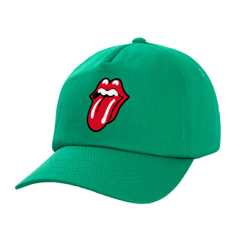 Rolling Stones Kiss, Καπέλο Baseball, 100% Βαμβακερό, Low profile, Πράσινο