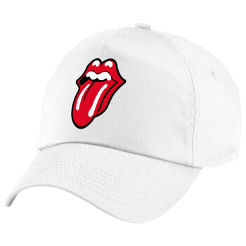 Rolling Stones Kiss, Καπέλο παιδικό Baseball, 100% Βαμβακερό Twill, Λευκό (ΒΑΜΒΑΚΕΡΟ, ΠΑΙΔΙΚΟ, UNISEX, ONE SIZE)