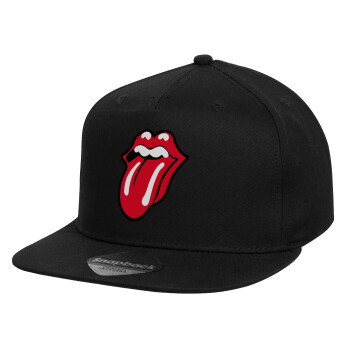 Rolling Stones Kiss, Καπέλο παιδικό Snapback, 100% Βαμβακερό, Μαύρο