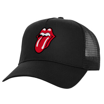 Rolling Stones Kiss, Καπέλο Structured Trucker, Μαύρο, 100% βαμβακερό