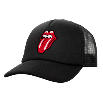 Rolling Stones Kiss, Καπέλο Soft Trucker με Δίχτυ Μαύρο 