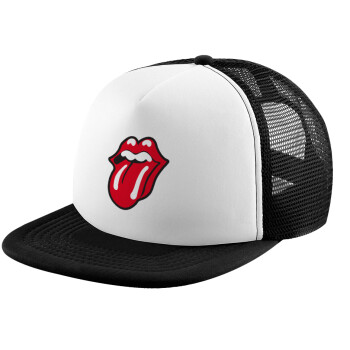 Rolling Stones Kiss, Καπέλο Soft Trucker με Δίχτυ Black/White 