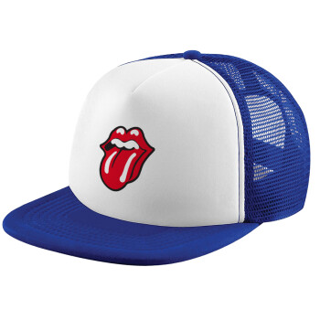 Rolling Stones Kiss, Καπέλο Ενηλίκων Soft Trucker με Δίχτυ Blue/White (POLYESTER, ΕΝΗΛΙΚΩΝ, UNISEX, ONE SIZE)