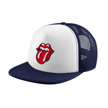 Rolling Stones Kiss, Καπέλο Soft Trucker με Δίχτυ Dark Blue/White 