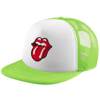 Rolling Stones Kiss, Καπέλο Soft Trucker με Δίχτυ Πράσινο/Λευκό