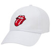 Rolling Stones Kiss, Καπέλο ενηλίκων Jockey Λευκό (snapback, 5-φύλλο, unisex)