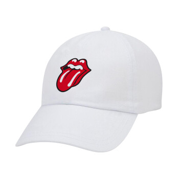 Rolling Stones Kiss, Καπέλο Ενηλίκων Baseball Λευκό 5-φύλλο (POLYESTER, ΕΝΗΛΙΚΩΝ, UNISEX, ONE SIZE)