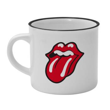 Rolling Stones Kiss, Κούπα κεραμική vintage Λευκή/Μαύρη 230ml