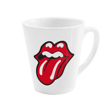Rolling Stones Kiss, Κούπα κωνική Latte Λευκή, κεραμική, 300ml