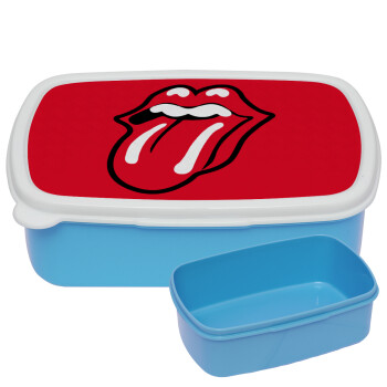Rolling Stones Kiss, ΜΠΛΕ παιδικό δοχείο φαγητού (lunchbox) πλαστικό (BPA-FREE) Lunch Βox M18 x Π13 x Υ6cm