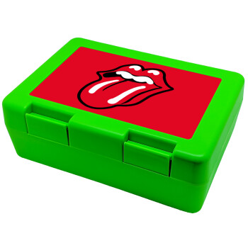 Rolling Stones Kiss, Παιδικό δοχείο κολατσιού ΠΡΑΣΙΝΟ 185x128x65mm (BPA free πλαστικό)