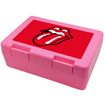Rolling Stones Kiss, Παιδικό δοχείο κολατσιού ΡΟΖ 185x128x65mm (BPA free πλαστικό)