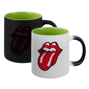 Rolling Stones Kiss, Κούπα Μαγική εσωτερικό πράσινο, κεραμική 330ml που αλλάζει χρώμα με το ζεστό ρόφημα (1 τεμάχιο)
