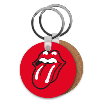 Rolling Stones Kiss, Μπρελόκ Ξύλινο στρογγυλό MDF Φ5cm