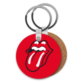 Rolling Stones Kiss, Μπρελόκ Ξύλινο στρογγυλό MDF Φ5cm
