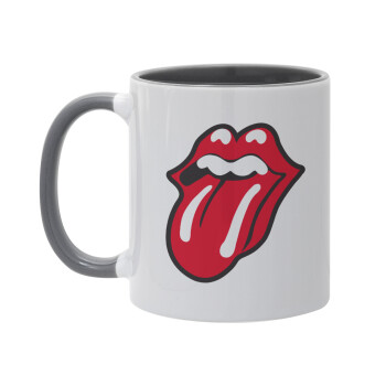 Rolling Stones Kiss, Κούπα χρωματιστή γκρι, κεραμική, 330ml