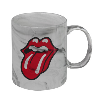 Rolling Stones Kiss, Κούπα κεραμική, marble style (μάρμαρο), 330ml