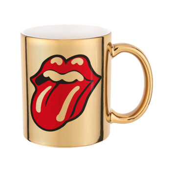 Rolling Stones Kiss, Κούπα κεραμική, χρυσή καθρέπτης, 330ml