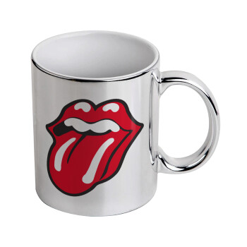 Rolling Stones Kiss, Mug ceramic, silver mirror, 330ml
