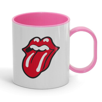 Rolling Stones Kiss, Κούπα (πλαστική) (BPA-FREE) Polymer Ροζ για παιδιά, 330ml