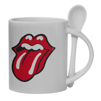 Rolling Stones Kiss, Κούπα, κεραμική με κουταλάκι, 330ml (1 τεμάχιο)