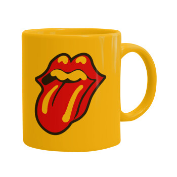 Rolling Stones Kiss, Ceramic coffee mug yellow, 330ml