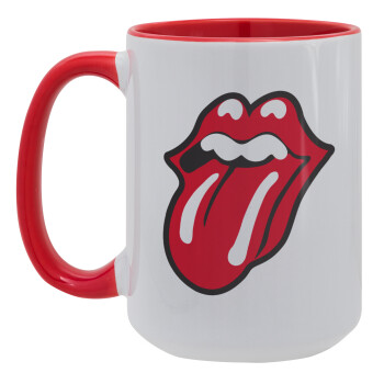 Rolling Stones Kiss, Κούπα Mega 15oz, κεραμική Κόκκινη, 450ml