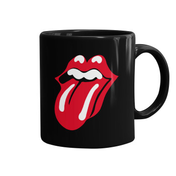 Rolling Stones Kiss, Κούπα Μαύρη, κεραμική, 330ml