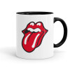 Rolling Stones Kiss, Κούπα χρωματιστή μαύρη, κεραμική, 330ml
