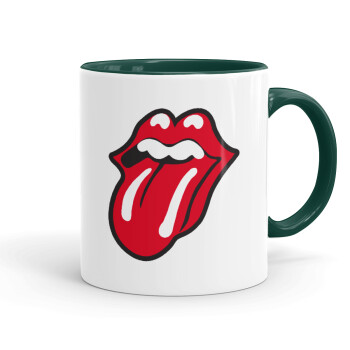 Rolling Stones Kiss, Κούπα χρωματιστή πράσινη, κεραμική, 330ml