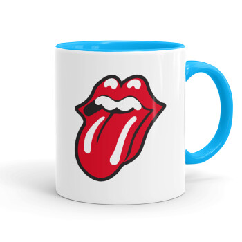 Rolling Stones Kiss, Κούπα χρωματιστή γαλάζια, κεραμική, 330ml