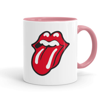 Rolling Stones Kiss, Κούπα χρωματιστή ροζ, κεραμική, 330ml