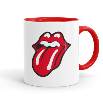 Rolling Stones Kiss, Κούπα χρωματιστή κόκκινη, κεραμική, 330ml
