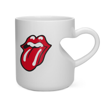 Rolling Stones Kiss, Κούπα καρδιά λευκή, κεραμική, 330ml