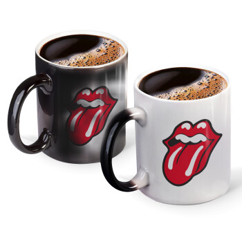 Rolling Stones Kiss, Color changing magic Mug, ceramic, 330ml when adding hot liquid inside, the black colour desappears (1 pcs)