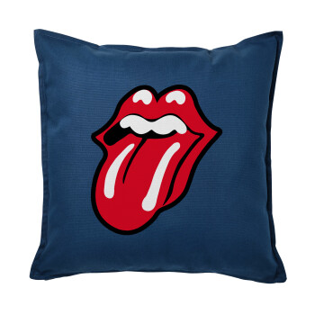 Rolling Stones Kiss, Μαξιλάρι καναπέ Μπλε 100% βαμβάκι, περιέχεται το γέμισμα (50x50cm)