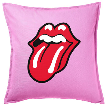 Rolling Stones Kiss, Μαξιλάρι καναπέ ΡΟΖ 100% βαμβάκι, περιέχεται το γέμισμα (50x50cm)