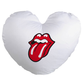 Rolling Stones Kiss, Μαξιλάρι καναπέ καρδιά 40x40cm περιέχεται το  γέμισμα