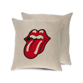 Rolling Stones Kiss, Μαξιλάρι καναπέ ΛΙΝΟ 40x40cm περιέχεται το  γέμισμα
