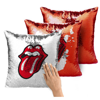 Rolling Stones Kiss, Μαξιλάρι καναπέ Μαγικό Κόκκινο με πούλιες 40x40cm περιέχεται το γέμισμα