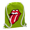 Backpack bag GYMBAG LIME GREEN, with pocket (40x48cm) & thick cords
